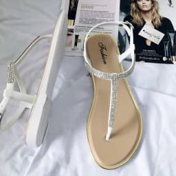 Summer Child Shoes Girl Diamond Inlay Flat Bottom Non-slip Sandals Students Party Open Toe Ceremony Shoes Kid Casual Beach Shoes