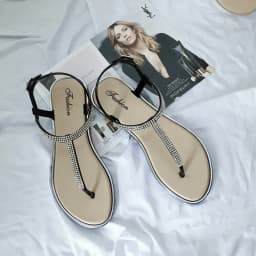 Summer Child Shoes Girl Diamond Inlay Flat Bottom Non-slip Sandals Students Party Open Toe Ceremony Shoes Kid Casual Beach Shoes
