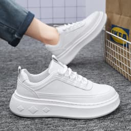 Fashion White Men Casual Sneakers Outdoor Platform Runing Shoes Breathable Men Sport Shoes Light Walking Shoes Heightening Shoes