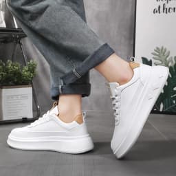Fashion White Men Casual Sneakers Outdoor Platform Runing Shoes Breathable Men Sport Shoes Light Walking Shoes Heightening Shoes
