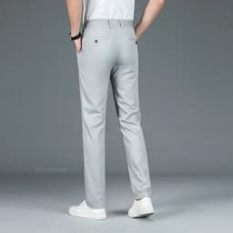 Bamboo Fiber Fabric Men's Casual Pants Summer New Ultra-thin Elastic Soft Straight Business Trousers Classic Black Khaki Gray
