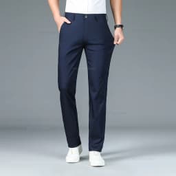 Bamboo Fiber Fabric Men's Casual Pants Summer New Ultra-thin Elastic Soft Straight Business Trousers Classic Black Khaki Gray