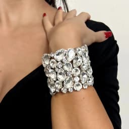 Bling Crystal Exaggerated Hand Bangle Water Drop Design for Women Fashion Show Rhinestone Bracelet Bangle Wedding Jewelry