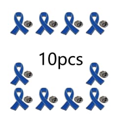 5/10/50/100pcs Colon Cancer Awareness Pins - Blue Ribbon Enamel Lapel Pin Bulk -- Prostate & Childhood Cancer Awareness Items