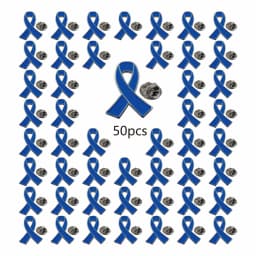 5/10/50/100pcs Colon Cancer Awareness Pins - Blue Ribbon Enamel Lapel Pin Bulk -- Prostate & Childhood Cancer Awareness Items