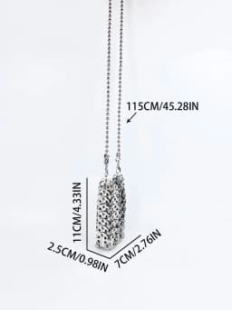New Metal Silver Shining Trendy Phone Lipstick Bag Chain Strap Single Shoulder Crossbody Small Bag for Women