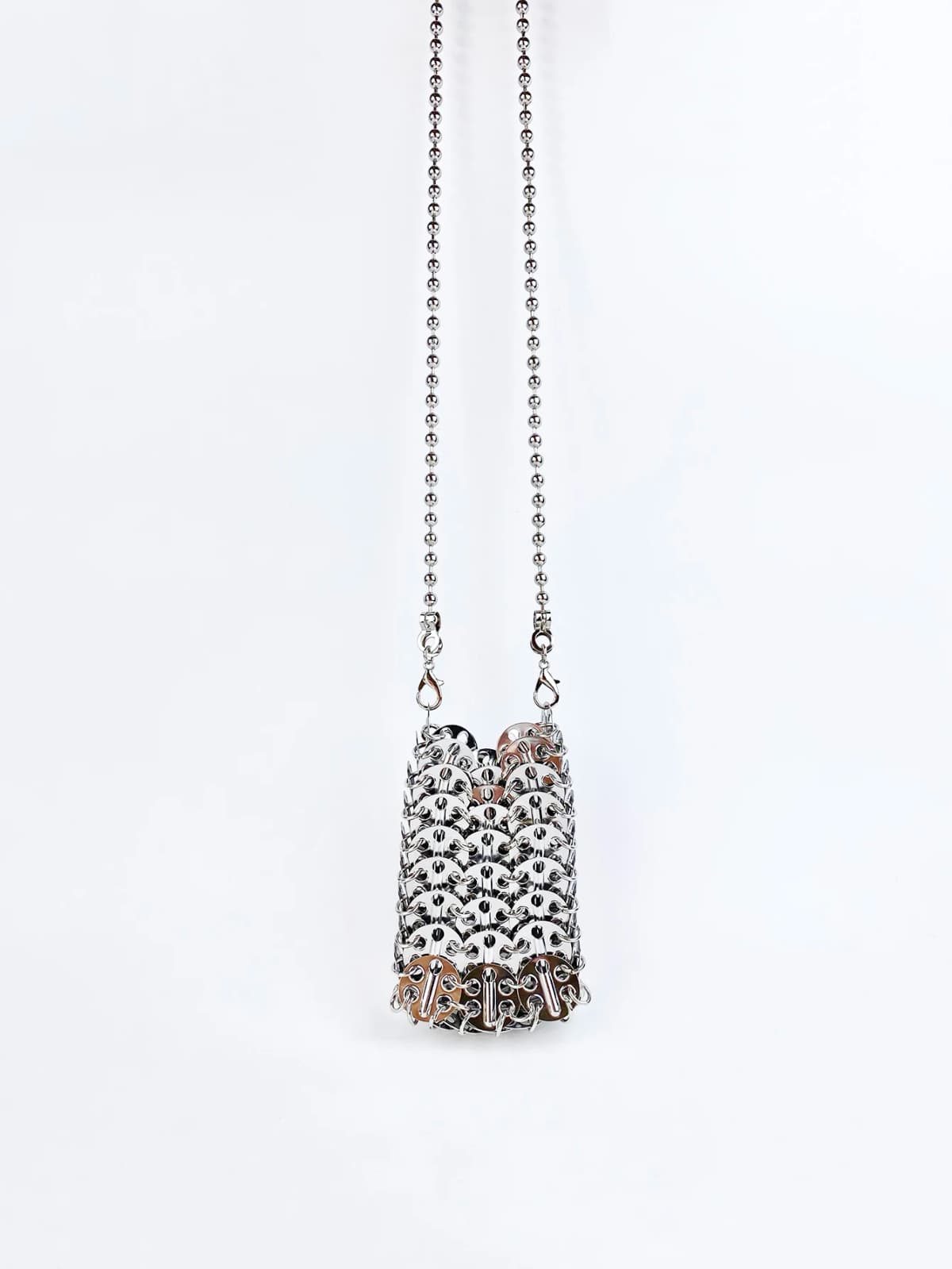 New Metal Silver Shining Trendy Phone Lipstick Bag Chain Strap Single Shoulder Crossbody Small Bag for Women