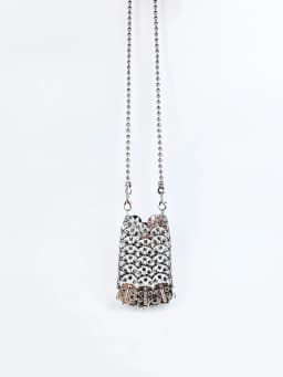 New Metal Silver Shining Trendy Phone Lipstick Bag Chain Strap Single Shoulder Crossbody Small Bag for Women