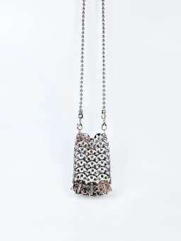 New Metal Silver Shining Trendy Phone Lipstick Bag Chain Strap Single Shoulder Crossbody Small Bag for Women