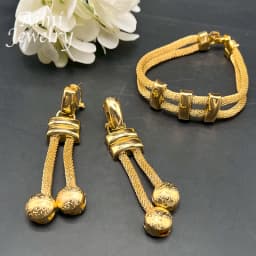 Dubai 24K Gold Plated Jewelry Set for Women Chain Beads Decor Necklace Earrings Bracelet Italian Fashion Wedding Party Gifts