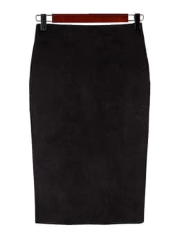 Women Skirts Suede Solid Color Pencil Skirt Female Autumn Winter High Waist Bodycon Vintage Suede Split Thick Stretchy Skirts
