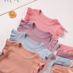 2 Piece Summer Suit for Preschool Girls Solid Color Casual Short Sleeve Shorts for Girls Comfortable and Soft Clothes