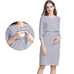 Maternity Nursing Dress Cotton Striped Summer Spring Skirt Pregnancy Dress for Pregnant Woman Dress Breastfeeding Dress