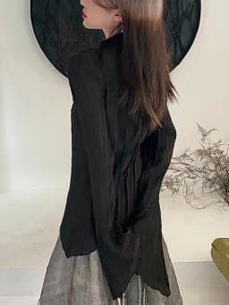 Zoki Harajuku Dark Academic Shirt Women Streetwear Vintage Y2K Blouse Sexy Gothic Long Sleeve Irregular Female Spring New Tops