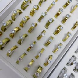 10/20/30/50Pcs/Lot Fashion Elegant Inlaid Stainless Steel Ring With Rhinestone High-end Women's Proposal Engagement Jewelry Gift