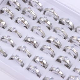 10/20/30/50Pcs/Lot Fashion Elegant Inlaid Stainless Steel Ring With Rhinestone High-end Women's Proposal Engagement Jewelry Gift