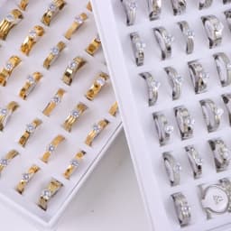 10/20/30/50Pcs/Lot Fashion Elegant Inlaid Stainless Steel Ring With Rhinestone High-end Women's Proposal Engagement Jewelry Gift