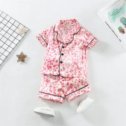 Boys Girls Kids Pajama Sets Cartoon Leopard print Short Sleeve T-Shirt Tops Pants Toddler Baby Sleeping Cloth Pijamas Sleepwear
