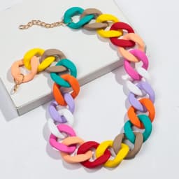 New Colorful Matte Acrylic Wide Chain Choker Necklaces for Women Statement Bohemian Resin Chunky Collar Necklace Fashion Jewelry