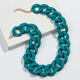 New Colorful Matte Acrylic Wide Chain Choker Necklaces for Women Statement Bohemian Resin Chunky Collar Necklace Fashion Jewelry