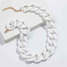 New Colorful Matte Acrylic Wide Chain Choker Necklaces for Women Statement Bohemian Resin Chunky Collar Necklace Fashion Jewelry