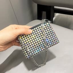 Mini Small Bag Shiny Rhinestone Coin Purse Short Chain Coin Bag Handle Small Card Bag Handle Woman's purse Design handmade