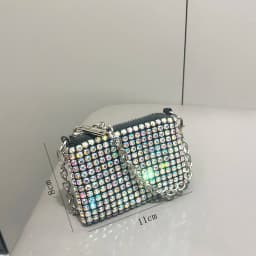 Mini Small Bag Shiny Rhinestone Coin Purse Short Chain Coin Bag Handle Small Card Bag Handle Woman's purse Design handmade