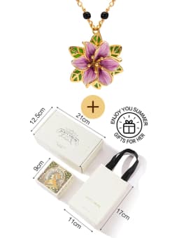 Juicy Grape Eustoma Flower Necklace for Women Sweet Elegant Handmade Enamel Flower Necklace 18K Gold Plated Birthday Gift