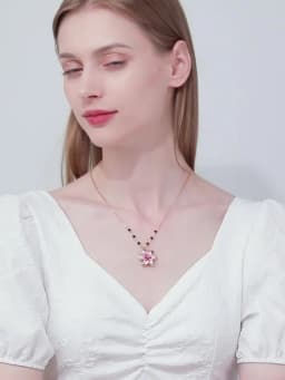 Juicy Grape Eustoma Flower Necklace for Women Sweet Elegant Handmade Enamel Flower Necklace 18K Gold Plated Birthday Gift