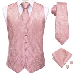 Hi-Tie Solid Voilet Lilac Mens Suit Vest 4PC Woven Waistcoat Tie Pocket Square Cufflink Business Wedding Dress Waist Jacket