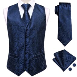 Hi-Tie Solid Voilet Lilac Mens Suit Vest 4PC Woven Waistcoat Tie Pocket Square Cufflink Business Wedding Dress Waist Jacket
