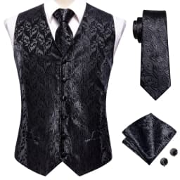 Hi-Tie Solid Voilet Lilac Mens Suit Vest 4PC Woven Waistcoat Tie Pocket Square Cufflink Business Wedding Dress Waist Jacket