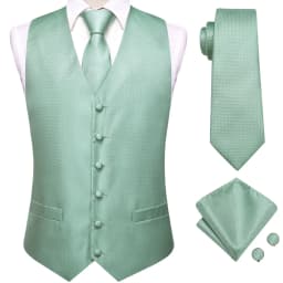 Hi-Tie Solid Voilet Lilac Mens Suit Vest 4PC Woven Waistcoat Tie Pocket Square Cufflink Business Wedding Dress Waist Jacket