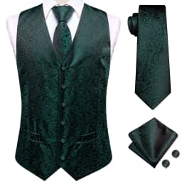 Hi-Tie Solid Voilet Lilac Mens Suit Vest 4PC Woven Waistcoat Tie Pocket Square Cufflink Business Wedding Dress Waist Jacket