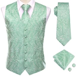 Hi-Tie Solid Voilet Lilac Mens Suit Vest 4PC Woven Waistcoat Tie Pocket Square Cufflink Business Wedding Dress Waist Jacket