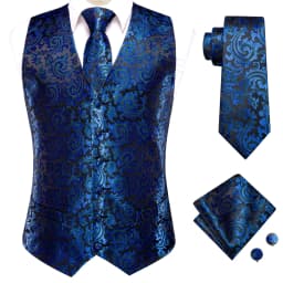 Hi-Tie Solid Voilet Lilac Mens Suit Vest 4PC Woven Waistcoat Tie Pocket Square Cufflink Business Wedding Dress Waist Jacket