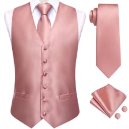 Hi-Tie Solid Voilet Lilac Mens Suit Vest 4PC Woven Waistcoat Tie Pocket Square Cufflink Business Wedding Dress Waist Jacket