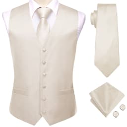 Hi-Tie Solid Voilet Lilac Mens Suit Vest 4PC Woven Waistcoat Tie Pocket Square Cufflink Business Wedding Dress Waist Jacket