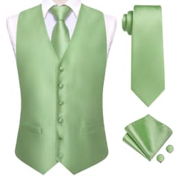 Hi-Tie Solid Voilet Lilac Mens Suit Vest 4PC Woven Waistcoat Tie Pocket Square Cufflink Business Wedding Dress Waist Jacket