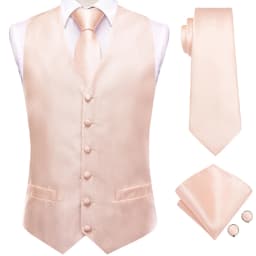 Hi-Tie Solid Voilet Lilac Mens Suit Vest 4PC Woven Waistcoat Tie Pocket Square Cufflink Business Wedding Dress Waist Jacket