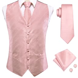 Hi-Tie Solid Voilet Lilac Mens Suit Vest 4PC Woven Waistcoat Tie Pocket Square Cufflink Business Wedding Dress Waist Jacket