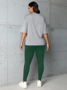 Crown Letter Print Pants Set Y2K Summer Round Neck Graphic Short Sleeve T-shirt & Skinny Pants Suit 2 Piece Sets Women Outfit