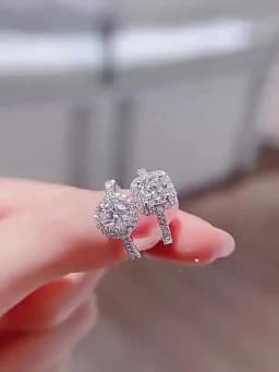 Luxury Women's S925 Silver Rings Fashion Adjustable Size 0.5ct(5mm) GRA Moissanite Ring For Women Jewelry Gift With Boxed