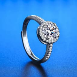 Luxury Women's S925 Silver Rings Fashion Adjustable Size 0.5ct(5mm) GRA Moissanite Ring For Women Jewelry Gift With Boxed