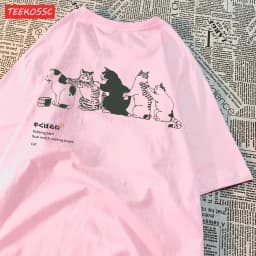 Cartoon Cat Printed Women'S Short Sleeved T-Shirt With Trendy Loose Versatile Summer Top Casual And Fashionable Street Clothes