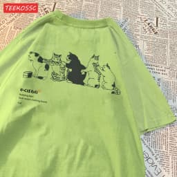 Cartoon Cat Printed Women'S Short Sleeved T-Shirt With Trendy Loose Versatile Summer Top Casual And Fashionable Street Clothes