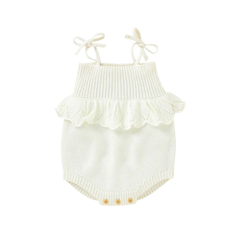 Spaghetti Straps Sleeveless Baby Girls Summer Rompers One-piece Jumpsuit Knit Acrylic Newborn Infant Bodysuit Playsuit Sleepsuit