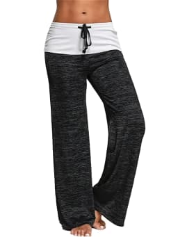 Plus Size 1XL-5XL Women's Casual Loose Drawstring Splicing Pants Fashion Wide Leg Stretch Yoga Pants