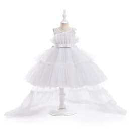 8 Colors Kid's Party Formal Evening Dresses Elegant Party Dresses For Girls Dresses With Trailing Detachable Princess Dress