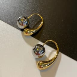 Modern Jewelry Cool Trend 2024 New Metallic Round Bead Teardrop Earrings For Women Party Gifts Ear Accessories Hot Sale